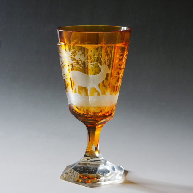 グラスウェア「鹿文様 ワイングラス」