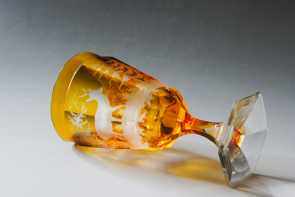 グラスウェア「鹿文様 ワイングラス」