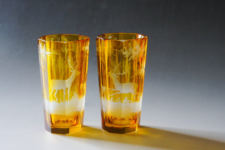 グラスウェア「鹿文様 ゴブレット」