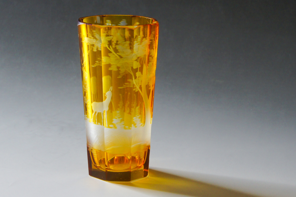 グラスウェア「鹿文様 ゴブレット」