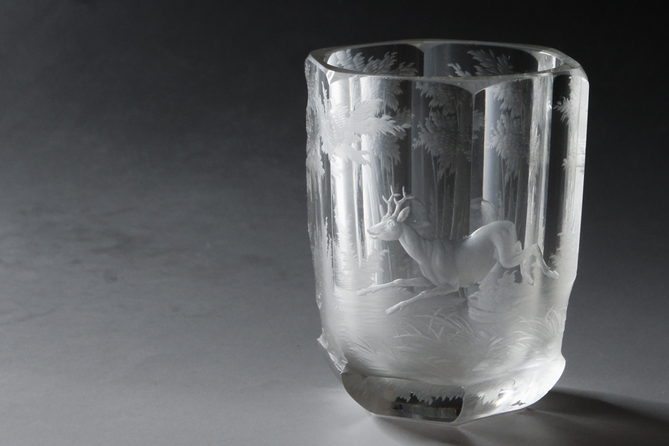 グラスウェア「鹿文様 ゴブレット」