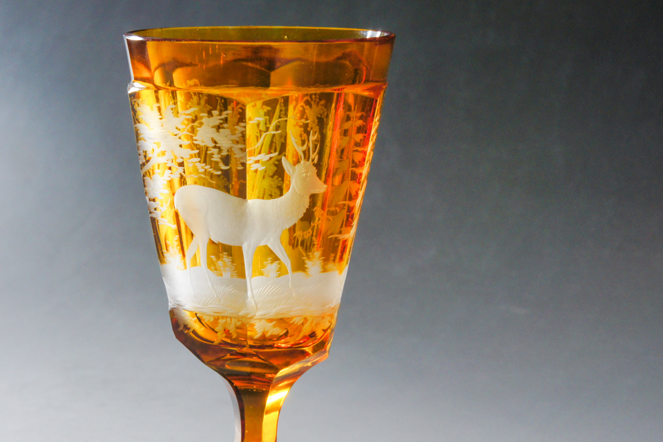 グラスウェア「鹿文様 ワイングラス」