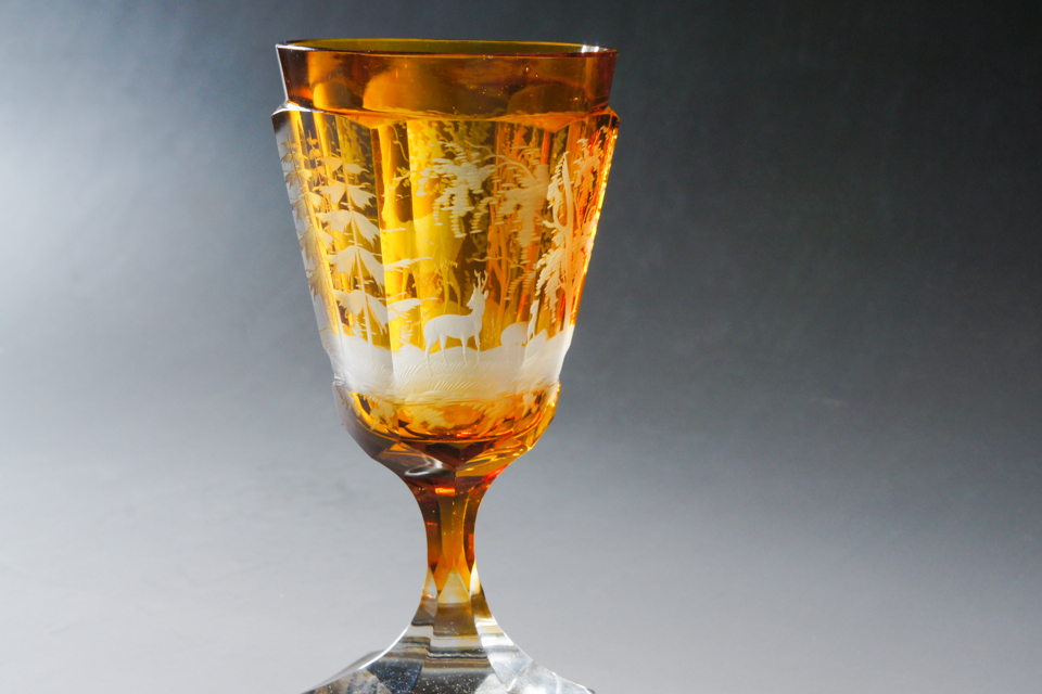 グラスウェア「鹿文様 ワイングラス」