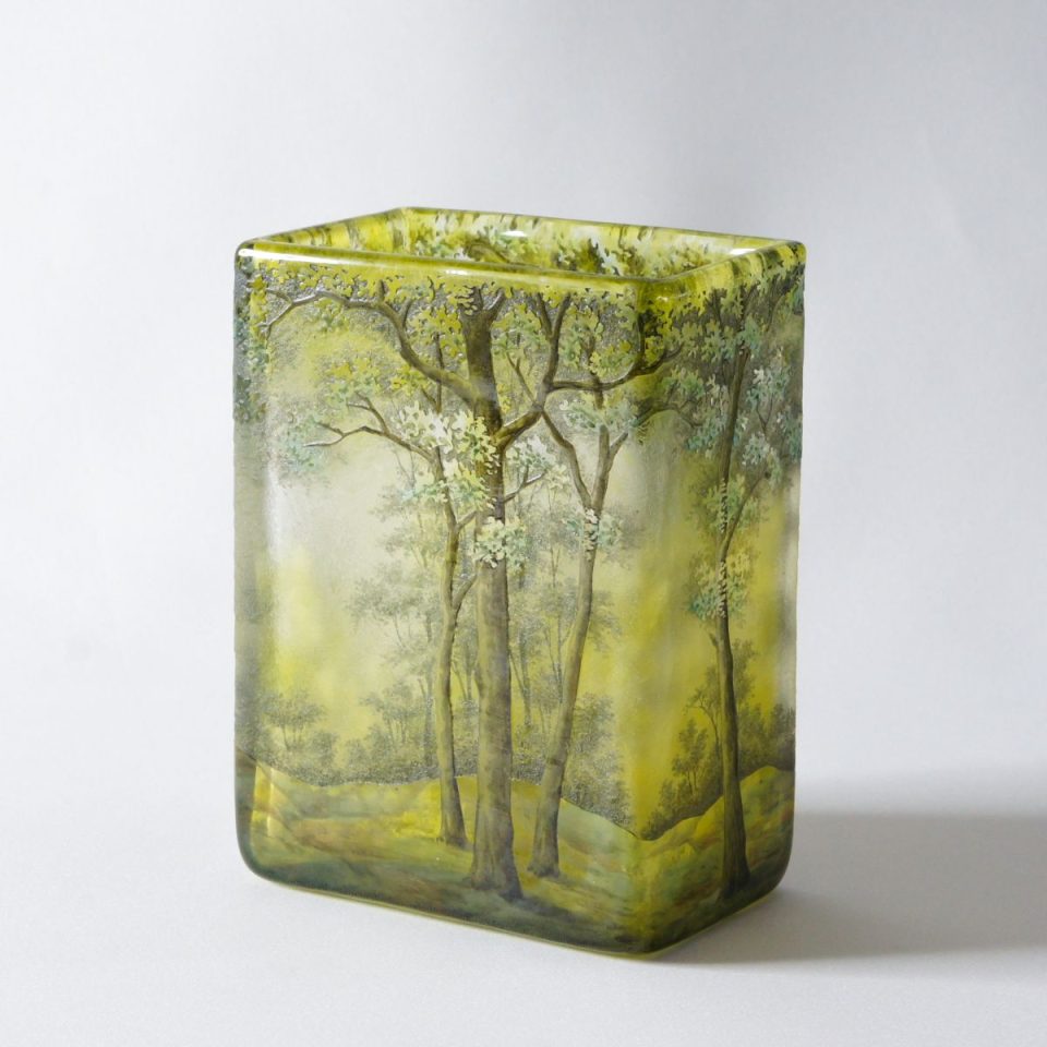 アールヌーヴォー「夏景色木立角形花瓶」