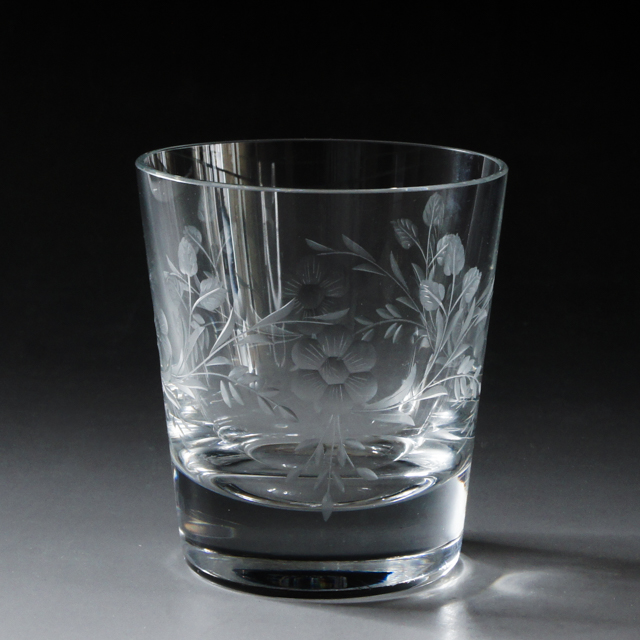グラスウェア「花文様カット装飾 ロックグラス」