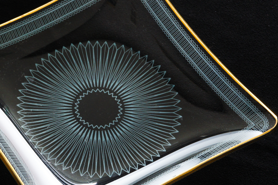 グラスウェア「レース文様 プレートセット（大×2 小×6）」