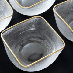 オールドバカラ「波間 地文様 角鉢 5客組（縁金彩）」《アンティック