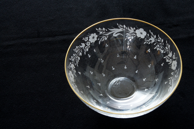 グラスウェア「縁金彩花文様４寸鉢 6客組」