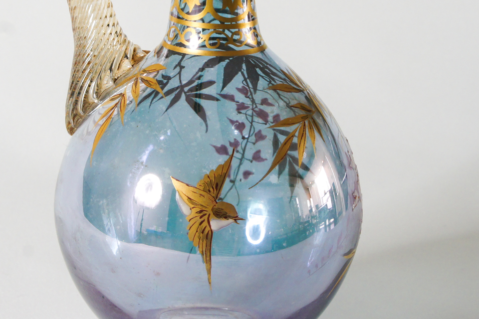 グラスウェア「ジャポニズム 藤に雀文 ラスター彩 リキュールセット」