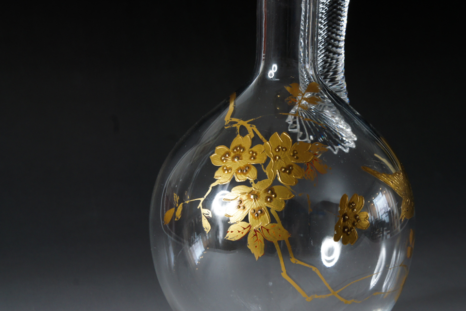 グラスウェア「ジャポニズム 桜に雀文 金彩 カラフ」