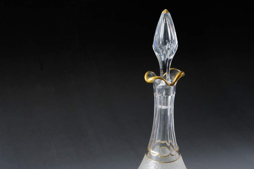 グラスウェア「Saint Louis エッチング地文様 リキュールボトル」