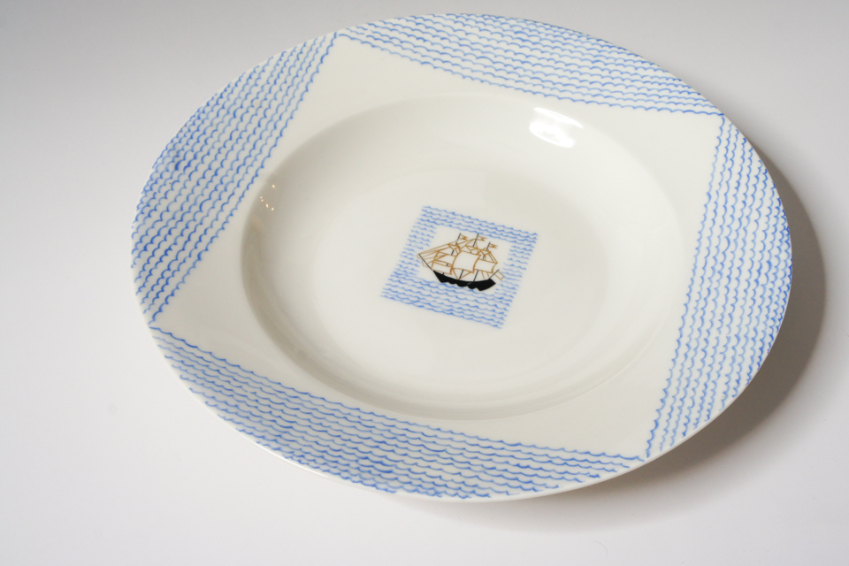 陶磁器「帆船 Voilier 1929年 スーププレート 単品」
