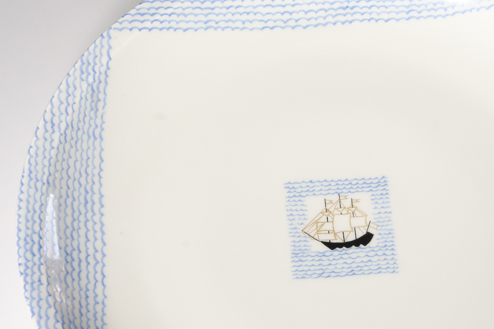 陶磁器「帆船 Voilier 1929年 サービスプレート(大皿)【現品限り】」