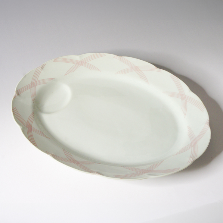 陶磁器「重ね色かご文様 Vannerie Ton sur Ton 1928年 オーバルプレート【現品限り】」