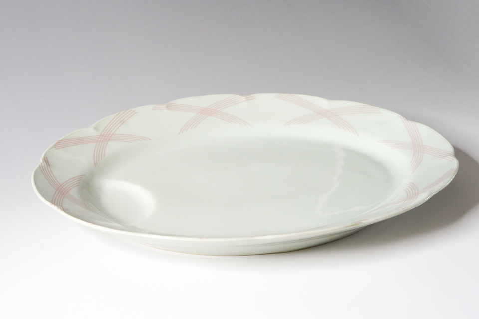 陶磁器「重ね色かご文様 Vannerie Ton sur Ton 1928年 オーバルプレート【現品限り】」