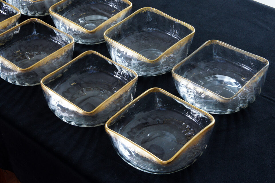 ドーム工房「振り金彩 角鉢 8客セット」《アンティックかとう》