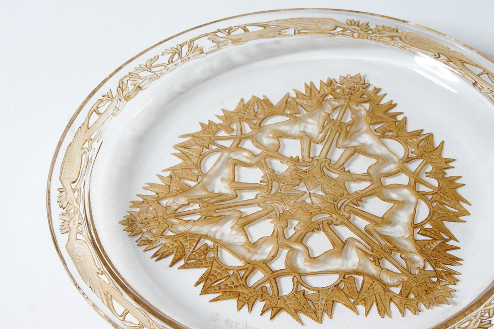 グラスウェア「猟犬 CHASSE, CHENS 皿」