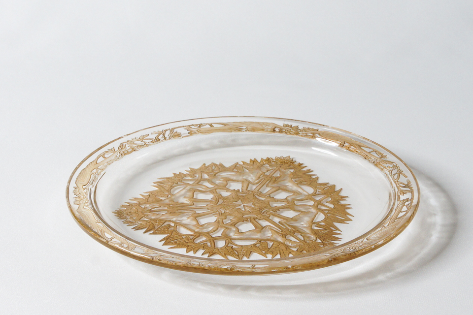 グラスウェア「猟犬 CHASSE, CHENS 皿」