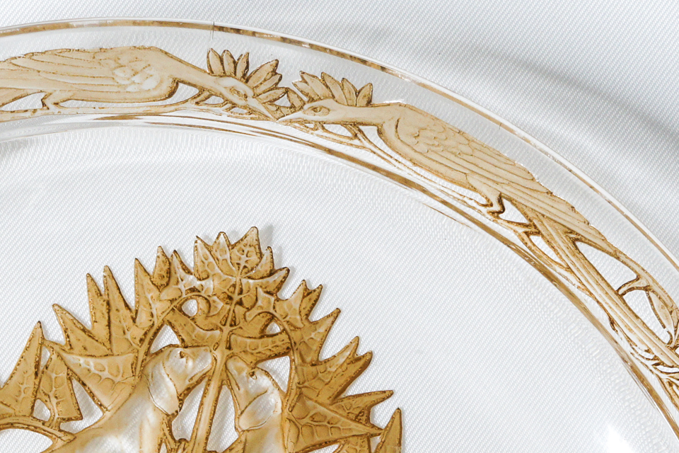 グラスウェア「猟犬 CHASSE, CHENS 皿」