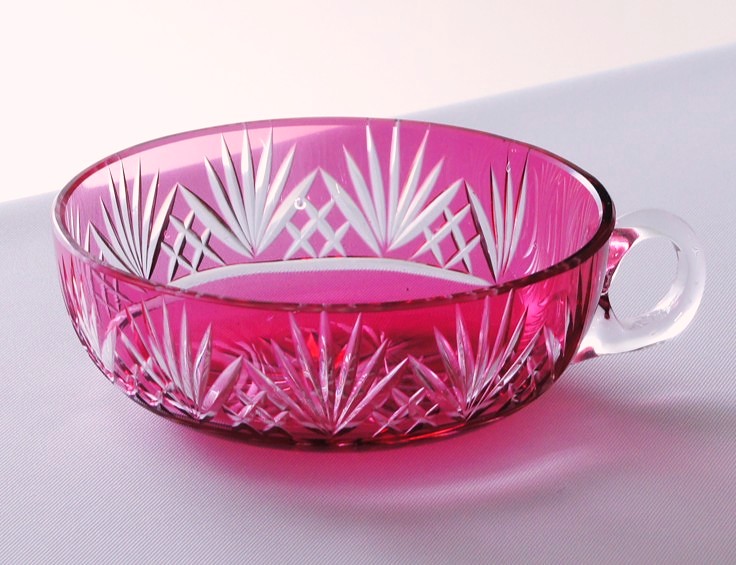 グラスウェア「切子硝子 取手付3.5寸鉢 2客組」