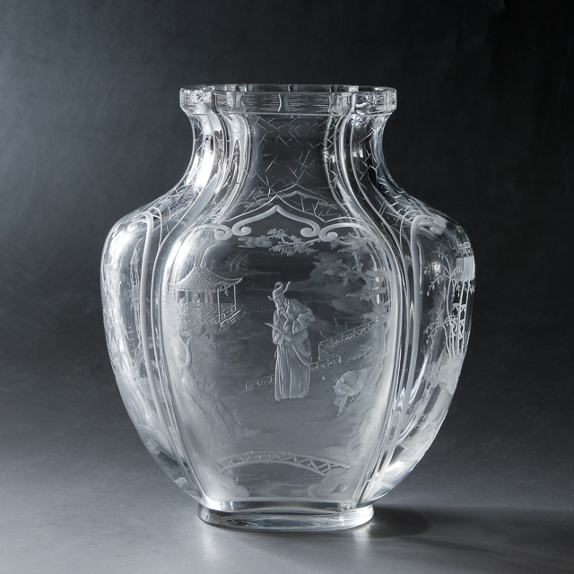 グラスウェア「シノワズリ扁壺花瓶」