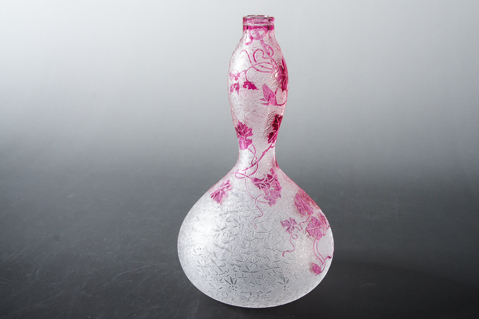 グラスウェア「朝顔文瓢箪型花瓶」