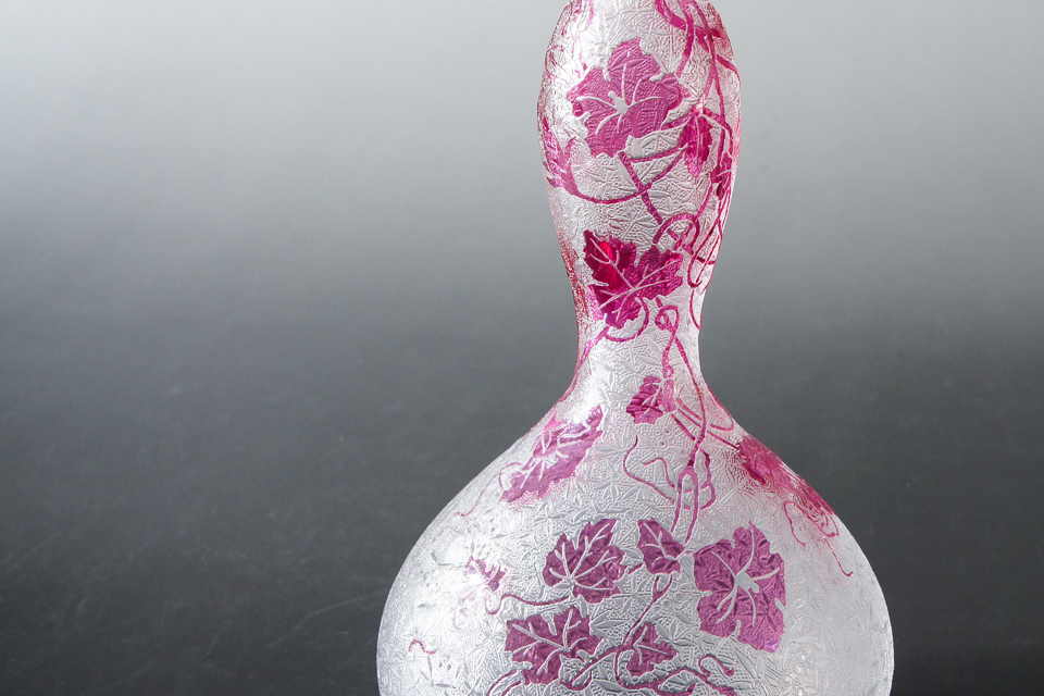 グラスウェア「朝顔文瓢箪型花瓶」