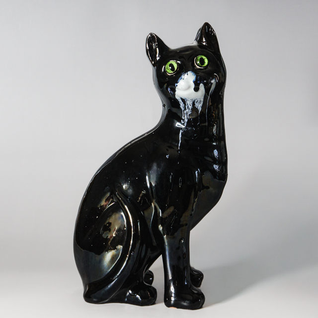 アールヌーヴォー「朝鮮唐津風 黒猫置物」