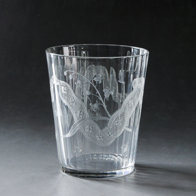 グラスウェア「蝶にレース文ゴブレット」