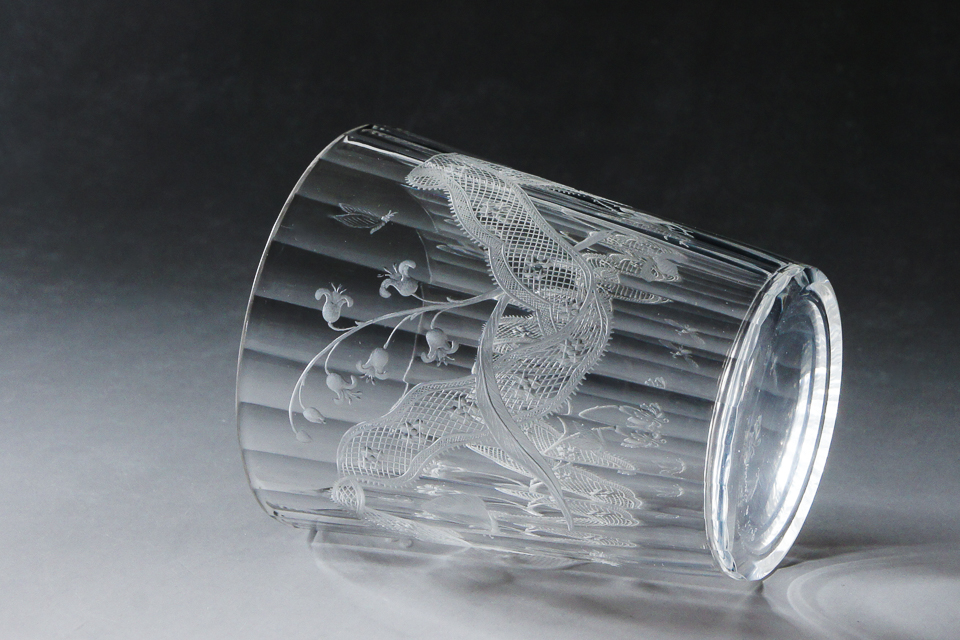 グラスウェア「蝶にレース文ゴブレット」