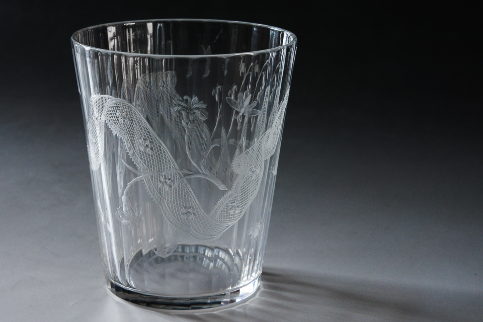 グラスウェア「蝶にレース文ゴブレット」