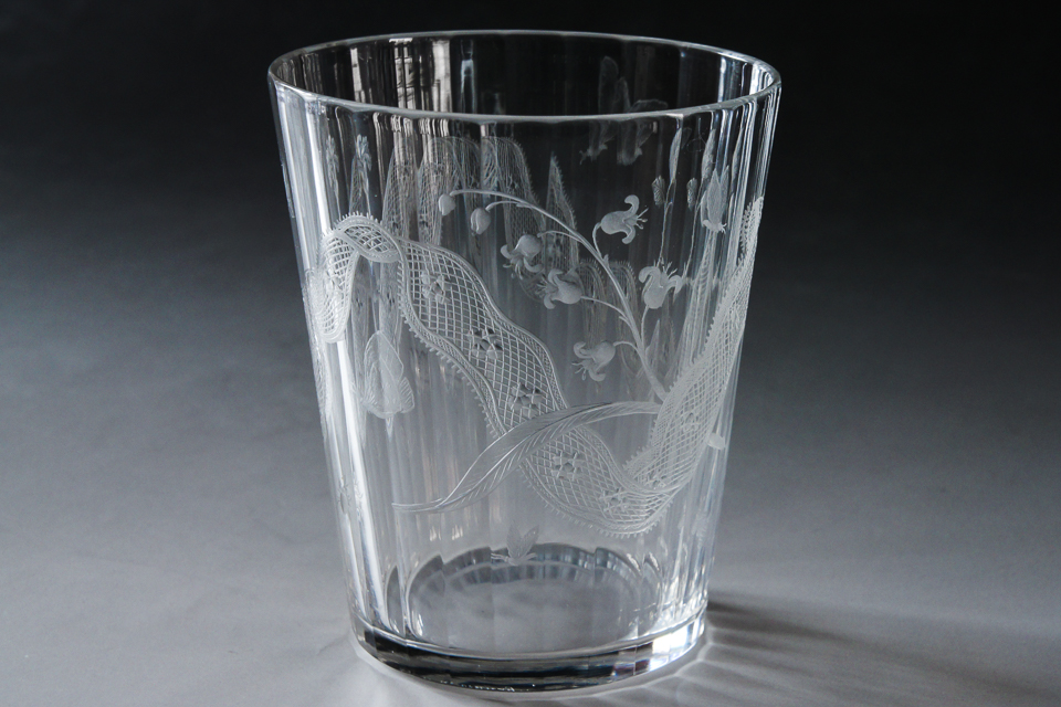 グラスウェア「蝶にレース文ゴブレット」