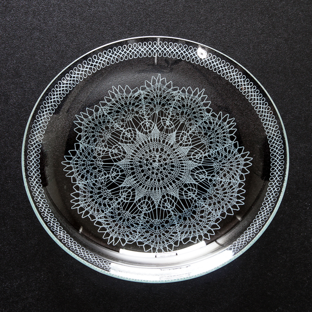 グラスウェア「レース文様 皿 9枚セット（W 16.2 ㎝）」