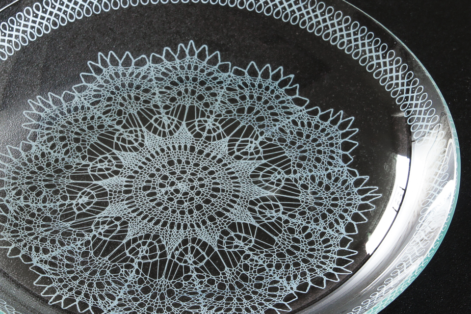 グラスウェア「レース文様 皿 9枚セット（W 16.2 ㎝）」