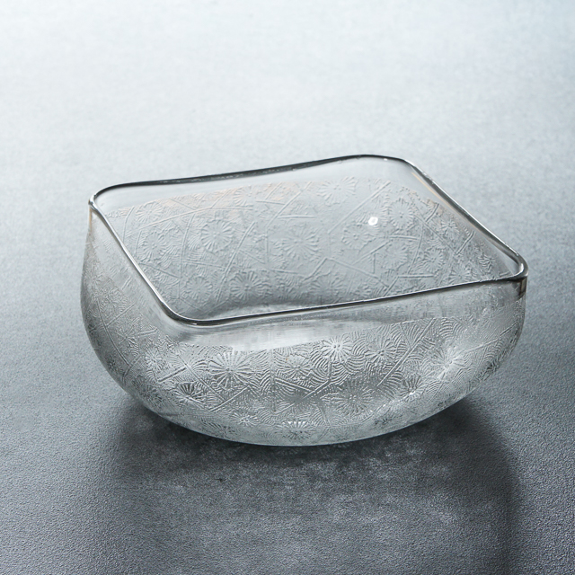 グラスウェア「菊文 角鉢 5客組（W 10.5 ㎝）」