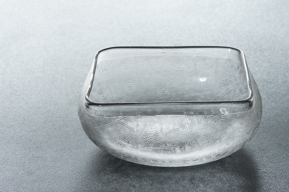 グラスウェア「菊文 角鉢 6客組（W 9.8 ㎝）」