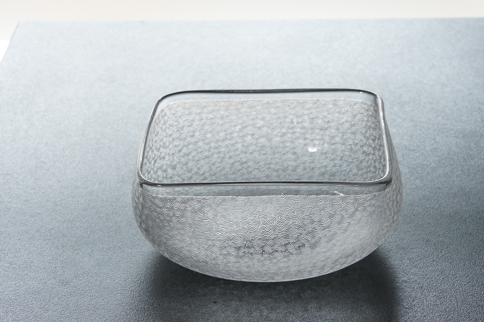 グラスウェア「波間文 角鉢 単品※在庫3客（W 10 ㎝）」