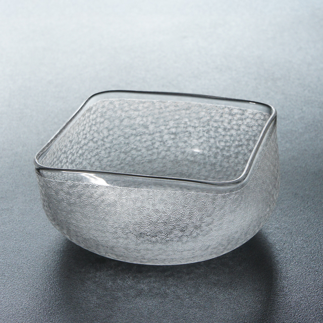 グラスウェア「波間文 角鉢 単品※在庫3客（W 10 ㎝）」