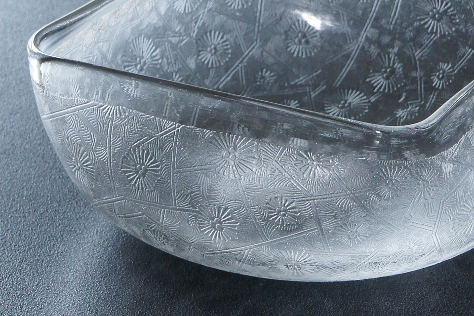 グラスウェア「菊文 角鉢 6客組（W 9.8 ㎝）」