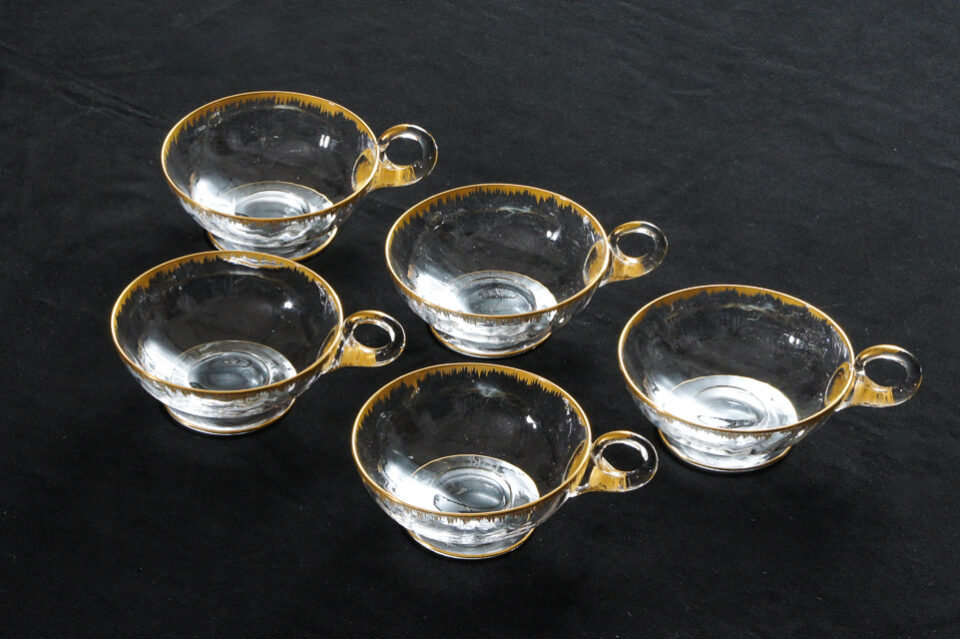 グラスウェア「金彩 手付小鉢 11客組（W 9.5 ㎝）」