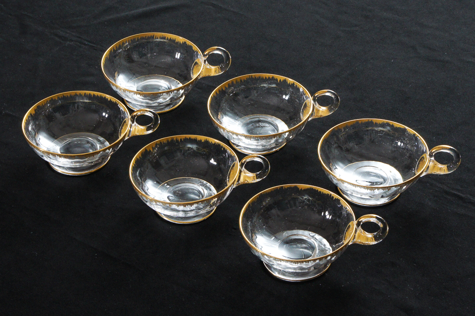 グラスウェア「金彩 手付小鉢 11客組（W 9.5 ㎝）」