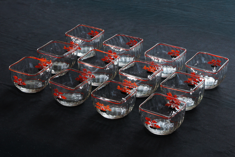 グラスウェア「JEAN LUCE「Bonsai」角鉢 6客組×2（W 8.5 ㎝） 」