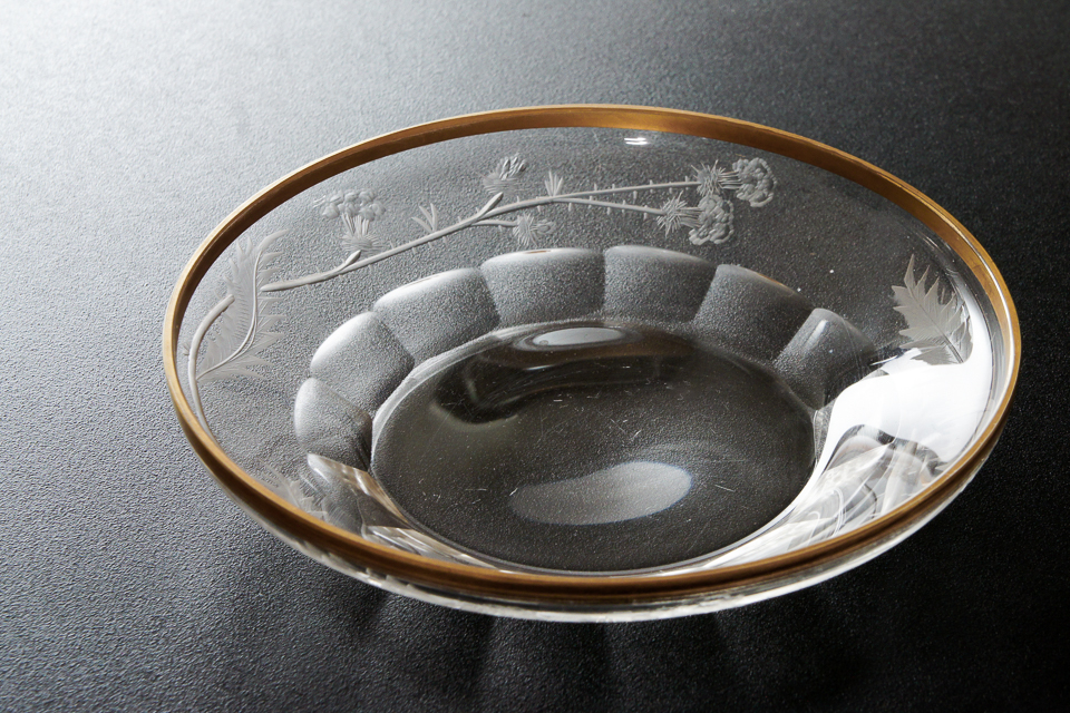 グラスウェア「薊文 丸皿 6枚組（W 14 ㎝）」