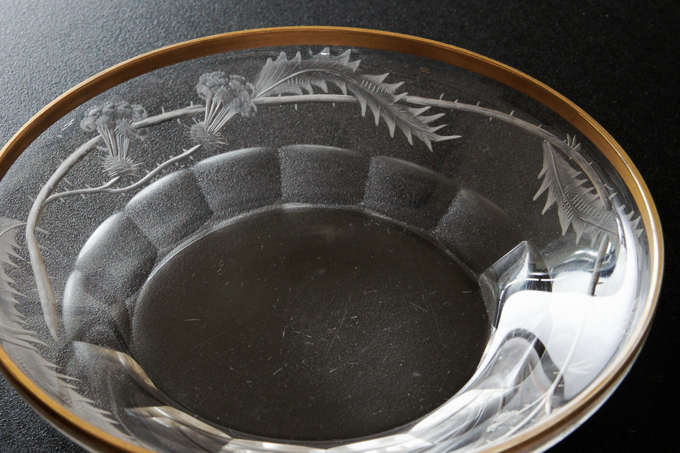 グラスウェア「薊文 丸皿 6枚組（W 14 ㎝）」