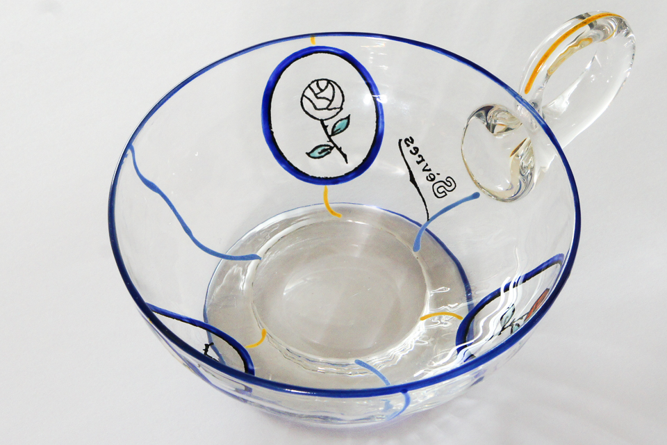 グラスウェア「薔薇文様 手付きクープグラス（9.6㎝） 10客組」