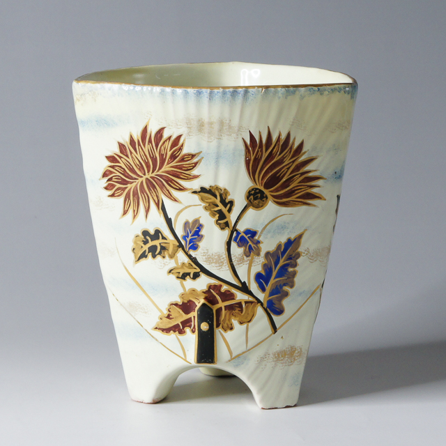 アールヌーヴォー「扇面草花文花器」