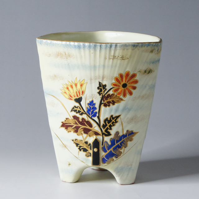 アールヌーヴォー「扇面草花文花器」